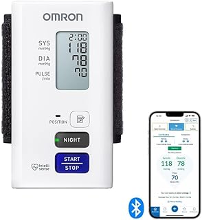 OMRON NightView Wrist Blood Pressure Monitor, clinically validated, Completely Silent Blood Pressure Machine for Daytime and Nighttime Measurements with Bluetooth Connection to Free Smartphone app