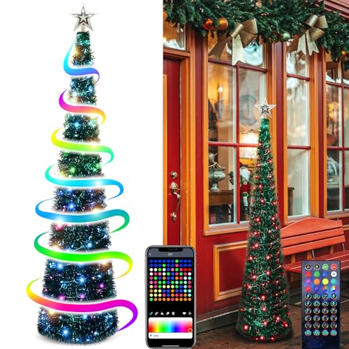 5-Ft-Pop-Up-Christmas-Tinsel-Tree-with-Colorful-LED-Lights-Collapsible-Pencil-Christmas-Tree-with-Remote-APP-Control-Green