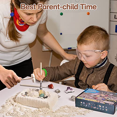 image for FUN LITTLE TOYS Gemstone Dig Kit 20 Real Gemstones and Fossils, Scienc