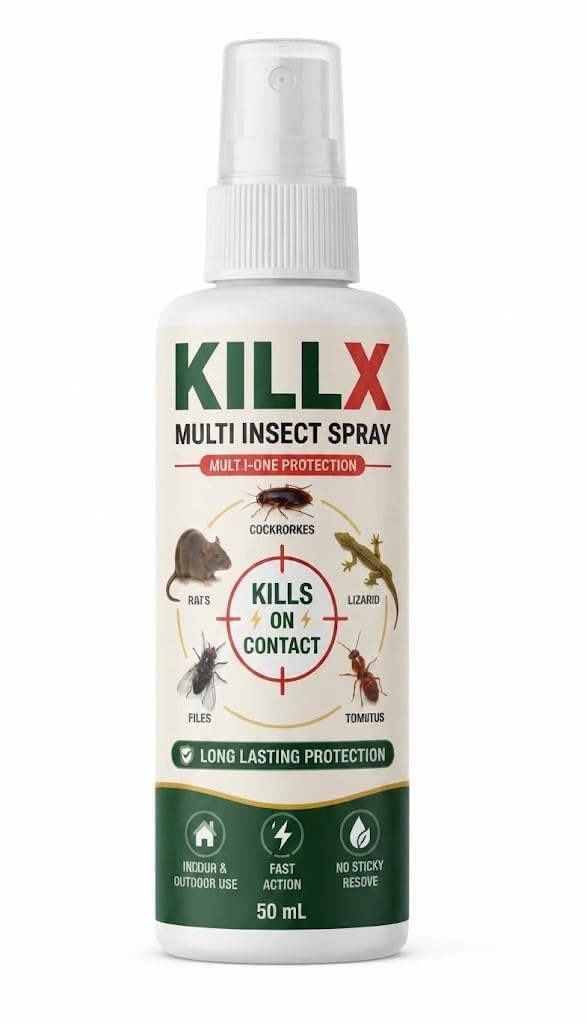 KillX Multi Insect Spray 50ml | Fast Action Household Pest Control for Cockroaches, Ants, Flies & Crawling Insects | Long Lasting Indoor & Outdoor Surface Protection Spray-image-38