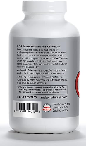 Miniatura 6 de Anabol Naturals Amino GHReleasers Suplemento de aminoácidos pre-entrenamiento - MetaboEnhancer con L-Glutamina y L-Arginina para músculo magro, 500