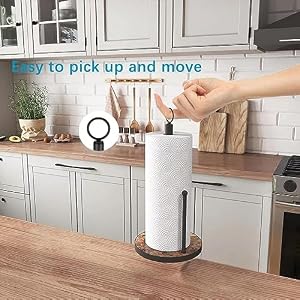 OROPY Paper Towel Holder Countertop with Heavy Duty Wood Base, Farmhouse Paper Towel Roll Stand for Kitchen Counter fits Standard and Jumbo Size Paper Towels (Brown - Easy to Tear) OROPY Paper Towel Holder Countertop with Heavy Duty Wood Base Farmhouse Paper Towel Roll Stand for Kitchen Counter fits Standard and Jumbo Size Paper Towels Brown Easy to Tear