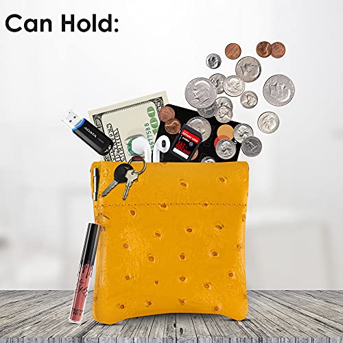 Nabob Leather Genuine Leather Squeeze Coin Purse, Coin Pouch Made In U.s.a. Change Holder For Men/Woman Size 3.5 X 3.5 #TOP2