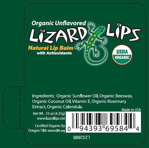 Lizard Lips Usda Certified Organic 4 Pack - Unflavored #TOP7
