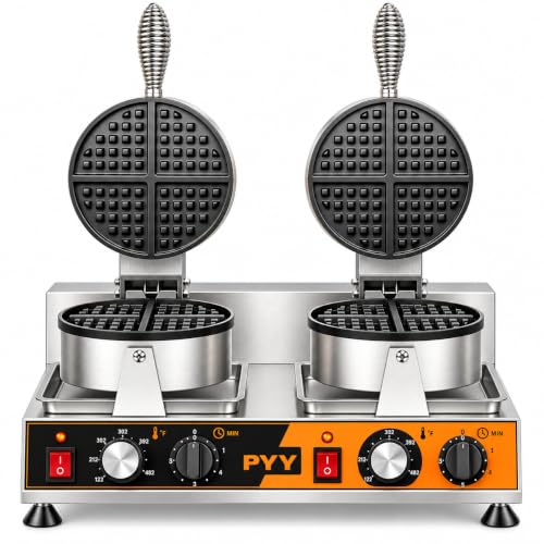 PYY Commercial Waffle Maker,2500W Double-Head Nonstick Waffle Iron, 110V