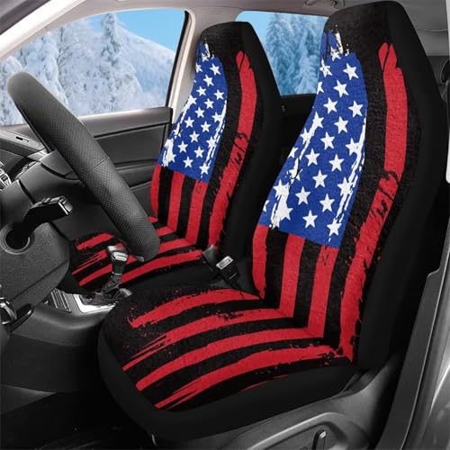 Housse de siège auto drapeau américain noir et rouge lavable pour avant de voiture