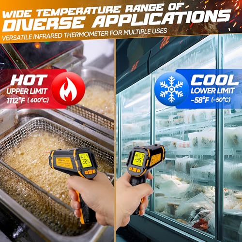 Termómetro Infrarrojo Pistola sin Contacto -50℃~600℃ Temperatura Láser Digital para Cocina, Pizza, Horno, Nevera, Alimentos, Reparación de Vehículos, Congelador, Caramelos - imagen 6