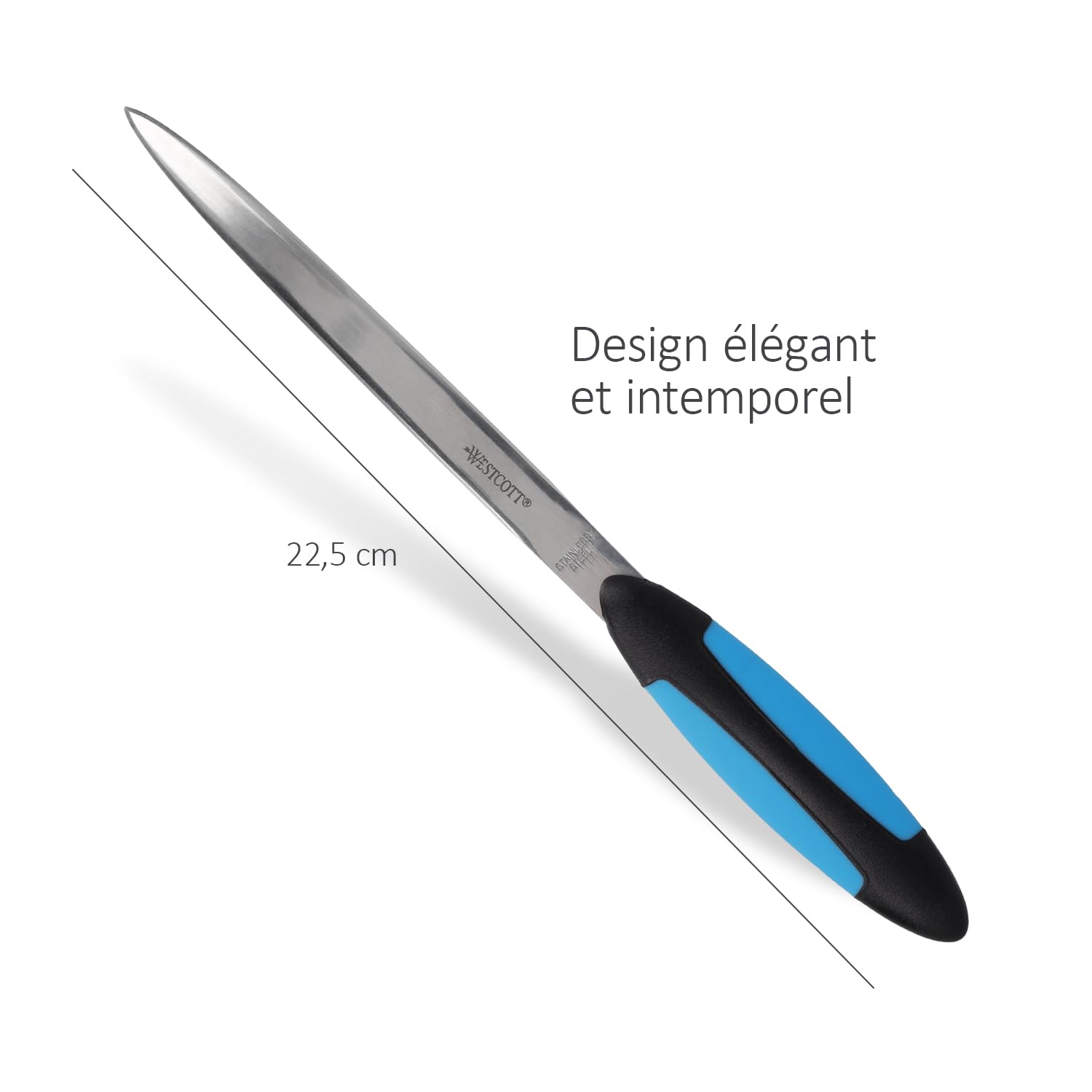 Westcott Coupe-papier avec lame en acier inoxydable et poignée Softgrip ergonomique
