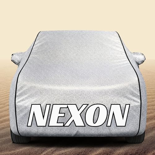 Image of Classic Silver Nexon Car Cover Waterproof for (All Models & Variants - Petrol, Diesel, CNG & EV) |Speacially Custom Fit with Mirror Pockets |All-Weather Protection - Outdoor Car Body Cover