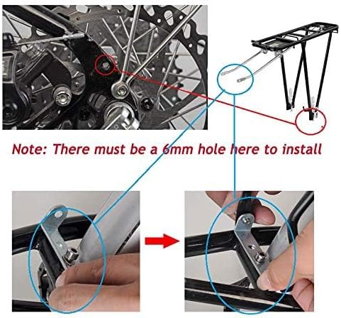 Miniatura 7 de Portabicicletas de carga universal ajustable para bicicleta trasera de equipaje de turismo, capacidad de 55 libras, liberación rápida, para