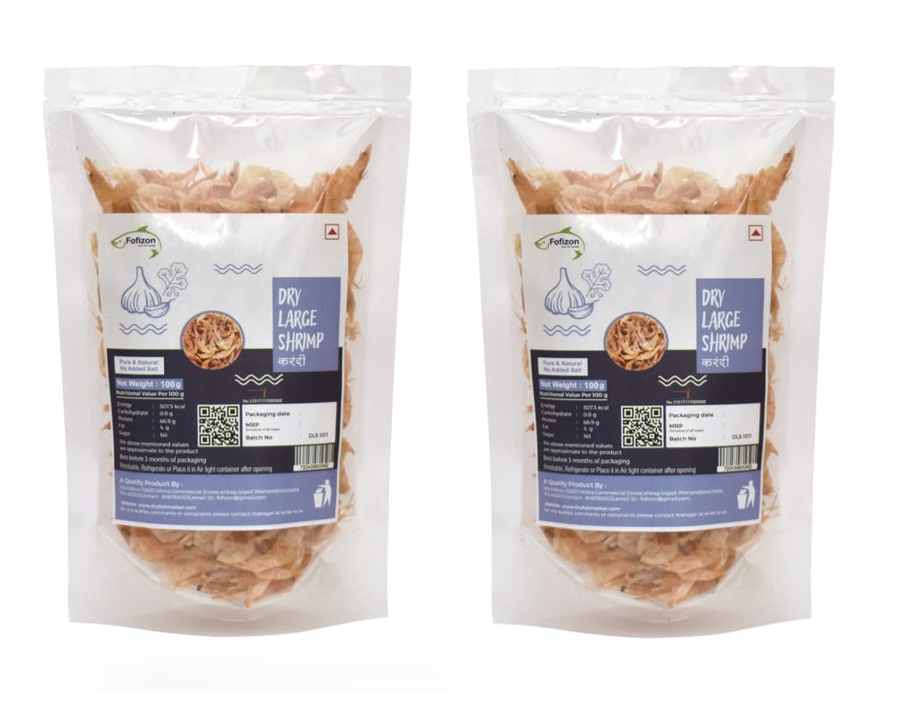 Fofizon Dry Fish Seafood | Sundried Large Shrimp Karandi | 100g x 2 - Pack of 2-image-43
