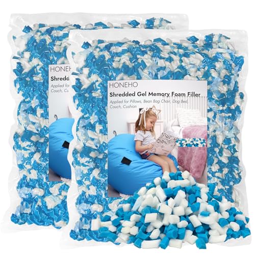 HONEHO 10LBS Shredded Memory Foam Filling Bean Bag Filler, Added Gel Particles Comfortable and...