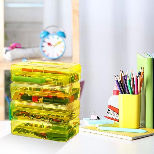 Image of Fainne 24 Pack Clear Plastic Pencil Box,Yellow