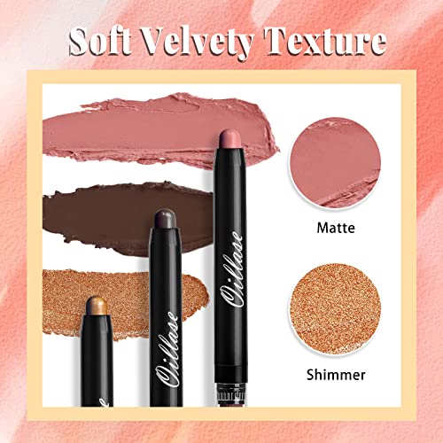Oillase 12 Pcs Eyeshadow Stick Sets With Smudge Proof Eyeshadow Primer Base, Glitter, Shimmer And Matte Eyeshadow Pen/Pencil Crayon With Soft Brush, Cream Eye Shadow Stick Makeup, #TOP5