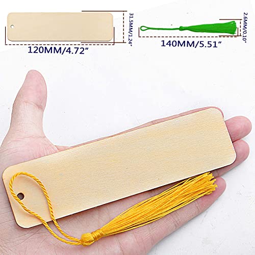 20Pcs Natural Unfinished Wood Bookmarks Blank Template Wooden Bookmarks With 20Pcs Colorful Tassels Ornaments For Diy Earring Keychain Crafts Jewelry Making Book Lovers #TOP2