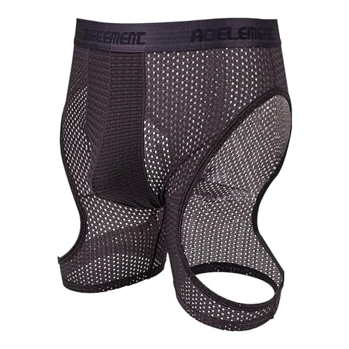 Evankin Mens Sexy Underwear Boxer Briefs Ice Silk Hollow Underpants Long Breathable Lingerie Elastic Sports Short Pants, Grey, L