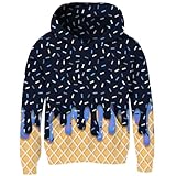 uideazone Kids Sweatshirts for Boys 8-10 Years 3D Crack Ice Cream Print Hoodie with Pocket Spring Winter Fleece Hoody Pullover Black