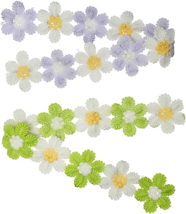 2pcs 10x1.2 inch Fresh Flower Daisy Lace DIY Clothing Accessory Clothes Bag Hand Sewn Patch
