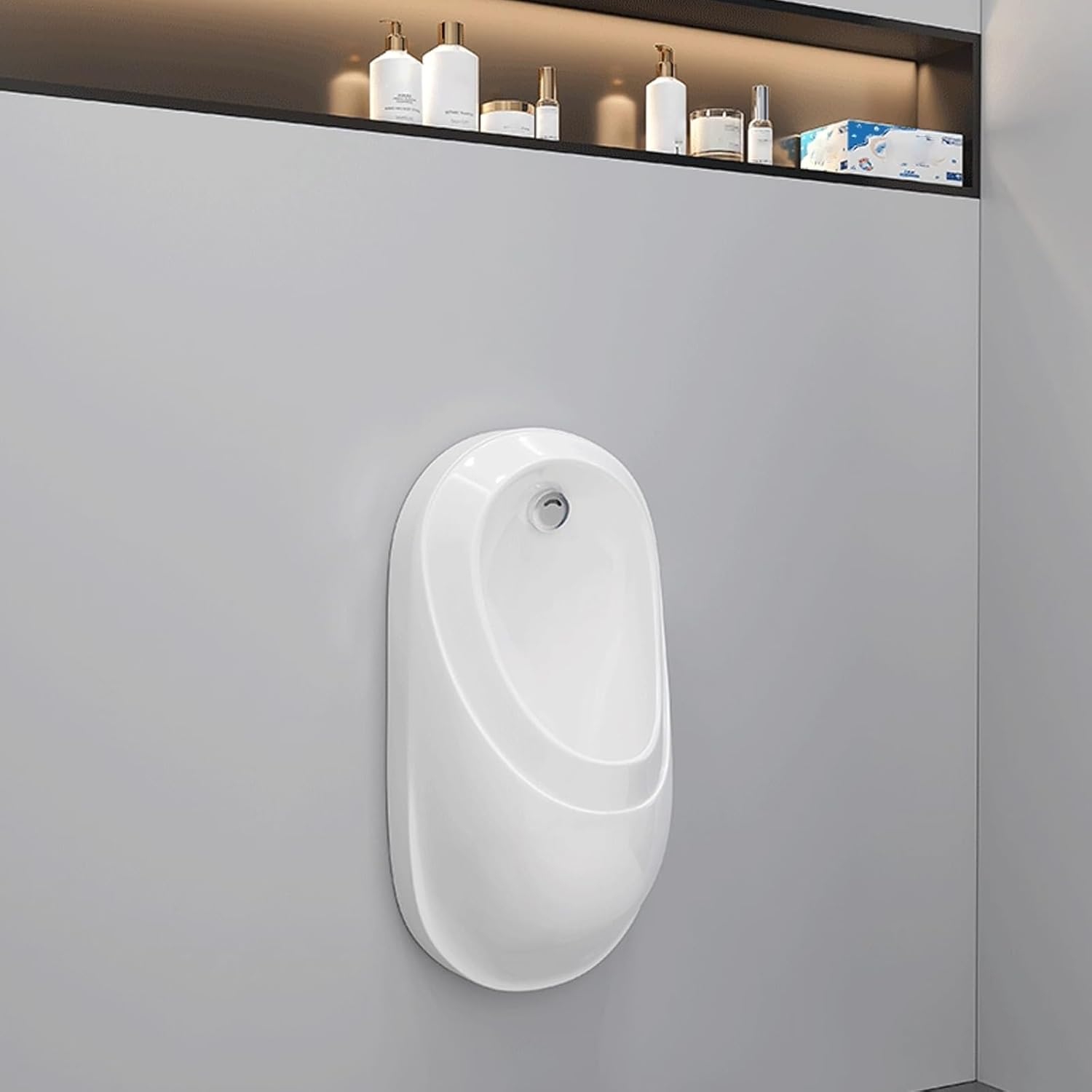 Ceramic Urinal, Induction Adult Urinal,Splash-Proof Male Urinal,High-Efficiency Flushing For Bathrooms, Hotels, Shopping