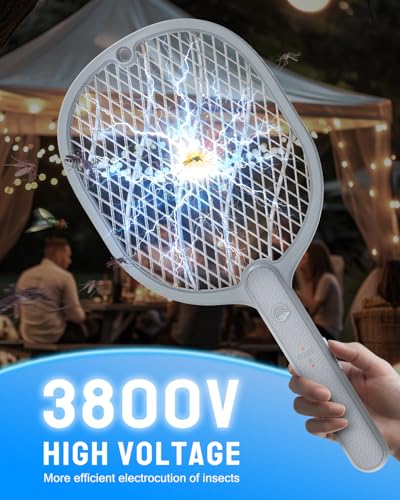 image for Mosiller Electric Fly Swatter, 3800V Handheld Bug Zapper Racket, Type-