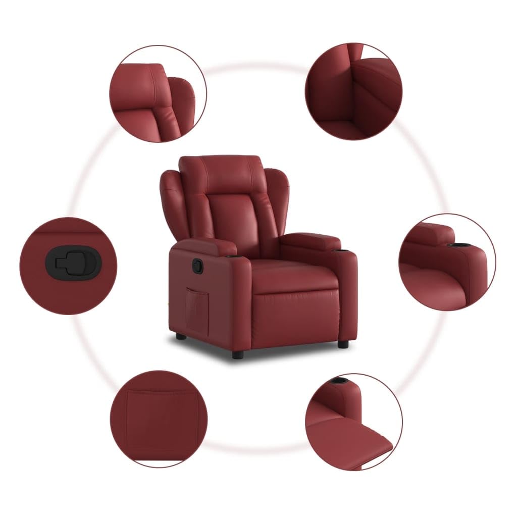 vidaXL Poltrona Reclinabile Rosso Vino in Similpelle, Poltrona reclinabile, Poltrona elettrica, Poltrona Singola, Poltrona reclinante, Poltrona