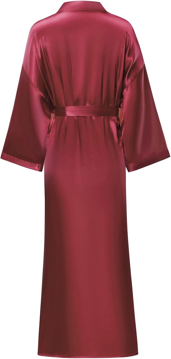 Women's Soft Long Satin Robes Long Silk Robes Full Length Robes Kimonos Silky Bath Robe Dressing Gowns - Image 2