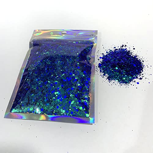 Chameleon Glitter, Foluvinzzis 60G Bag Green Blue Color Changing Glitter Nail Sequins Tumbler Crafts Resin Chunky Glitter(60G-Color2), Blue,Green #TOP2