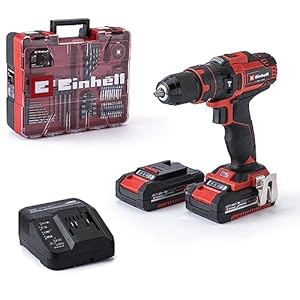 Einhell Power X-Change 40Nm Cordless Drill Driver With Battery And Charger – 18V, 3-in-1 Combi Drill, Hammer Drill And Screwdriver – TE-CD 18/40 Li-i Impact Drill Set With 69 Pc Accessory Kit