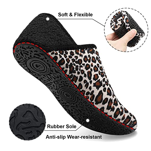 Image of Fires Womens Mens Slippers with Rubber Sole Soft-Lightweight House Slipper Socks Around House Shoes Non Slip Indoor /Outdoor