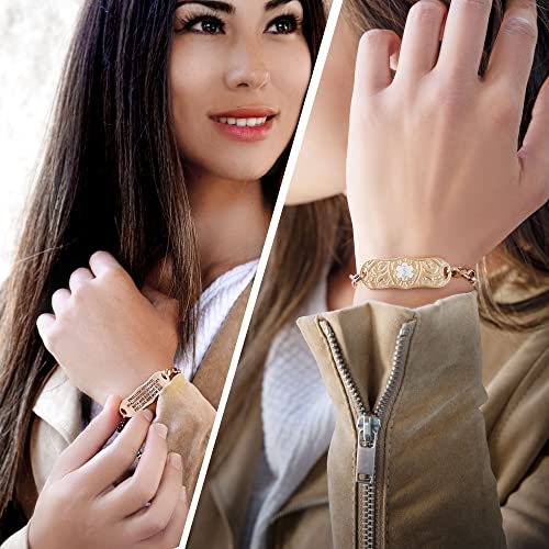 Divoti Custom Engraved Medical Alert Bracelets for Women | Signature Custom Medical ID Bracelet with Red Caduceus | 4-Line Personalized Emergency ID3