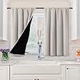 RYB HOME Half Window Curtains - Insulated Blackout Curtain Set Energy Efficiency for Kids Nursery Kitchen Dining Bedroom Bathroom Laundry, 52 inch Wide x 36 inch Long, Teal, 1 Pair