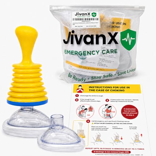 JivanX Anti-Choking Device – Choking Rescue Suction Kit for Kids & Adults | First Aid Airway Clearing Device for Home, Travel & Emergency Use | Includes Emergency Instruction Manual | Yellow