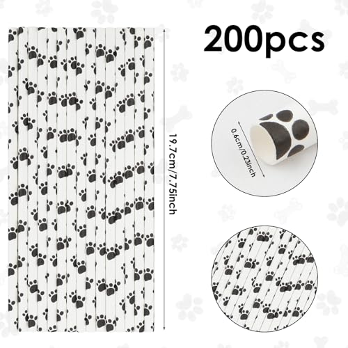 200 pitillos de papel biodegradables con diseño de huella de gato negro miniatura 2