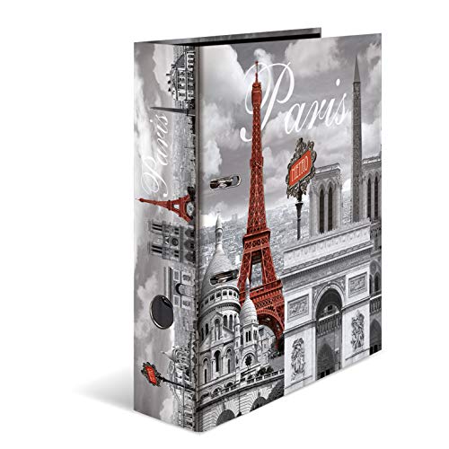 Herma Registratore A Leva Con Anelli Trend Cities Con Motivo Parigi, A4, Dorso 7 Cm, Cartonato, Colori