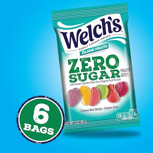 Image of Welch's Zero Sugar Fruity Bites, Island Fruits, Gluten Free, 3 oz, 6 Ct | Smart snacking made easy with zero sugar, gluten-free fruit bites in convenient packs