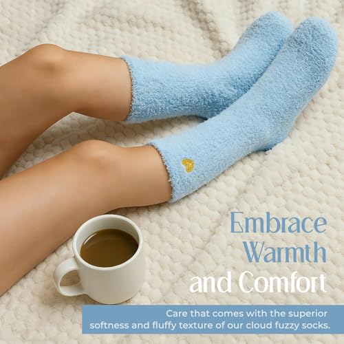 Image of American Trends Coral Fleece Cloud Fuzzy Socks Ultra-Soft Warm Sleep Socks Cozy Unisex Self-Care Gifts Boo Basket Stuffers