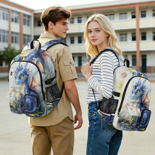 Mochila escolar de dragón azul para el instituto y escapadas de fin de semana 7