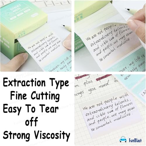 Image of FunBlast Sticky Notes Set- 256 Pcs Pull-Out Sticky Notes Set with Dispenser, Self Adhesive Memo Stickers 8 Patterns Mini Sticky Notes Pad Stick Notes for Office, School, Home (Green)