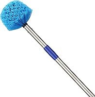 Vista 1 de Plumero de telarañas con poste de extensión, plumero de 8 pies de largo para techos altos, paredes, cerdas medianas rígidas, cepillo para telarañas