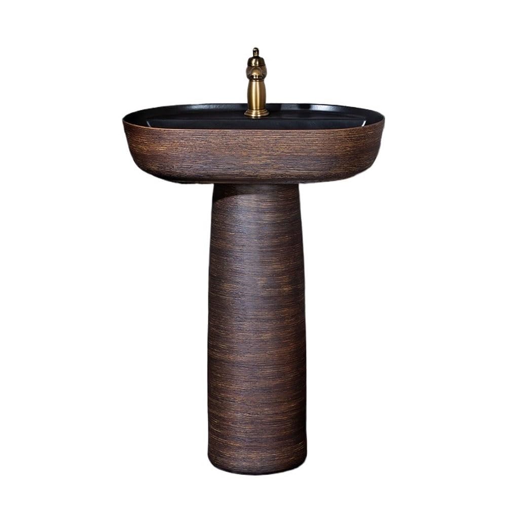 Retro Floor-Standing Wash Basin Outdoor Column Courtyard Bathroom Bowl Sink