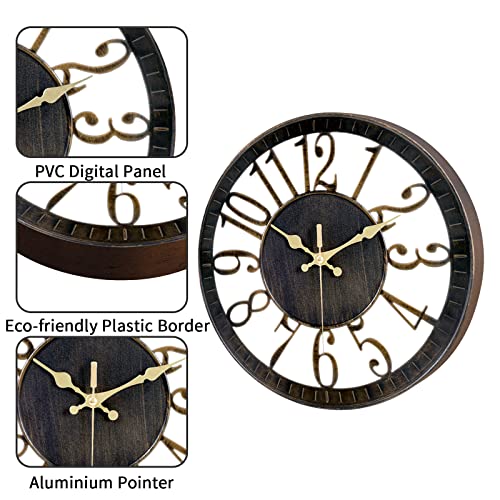 Reloj de pared vintage silencioso 12 pulgadas analógico miniatura 5