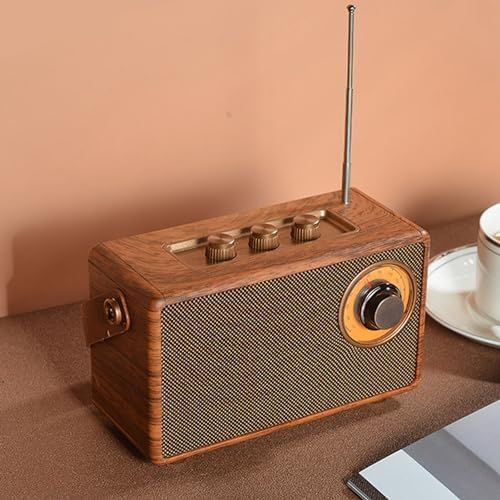 Vintage Radio Retro BT Speaker, Retro Portable FM Shortwave Radio, Wood Grain Design, HiFi Stereo Sound, U Disk, Memory Card & MP3 Player image 4