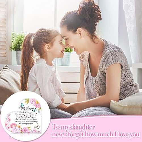 Daughter Gifts from Mum or Dad Acrylic Birthday Gifts for Daughter Heart Graduation Presents Never Forget How Much I Love You Inspirational Gifts Christmas Wedding Gifts with Card and Envelope