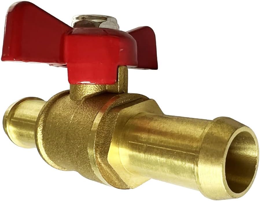 Metalwork Brass 3/4" Barb Valve W/Red Butterfly handle, High Temperature Resistance, 1 Pc