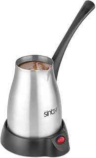 Coffee Machine, Sinbo Inox Electric Turkish Coffee Marker Electric Coffee Machine Pot Cezve Stainless Steel Espresso Cappuccino 0.4L 5 Cups Cap BY PPLL