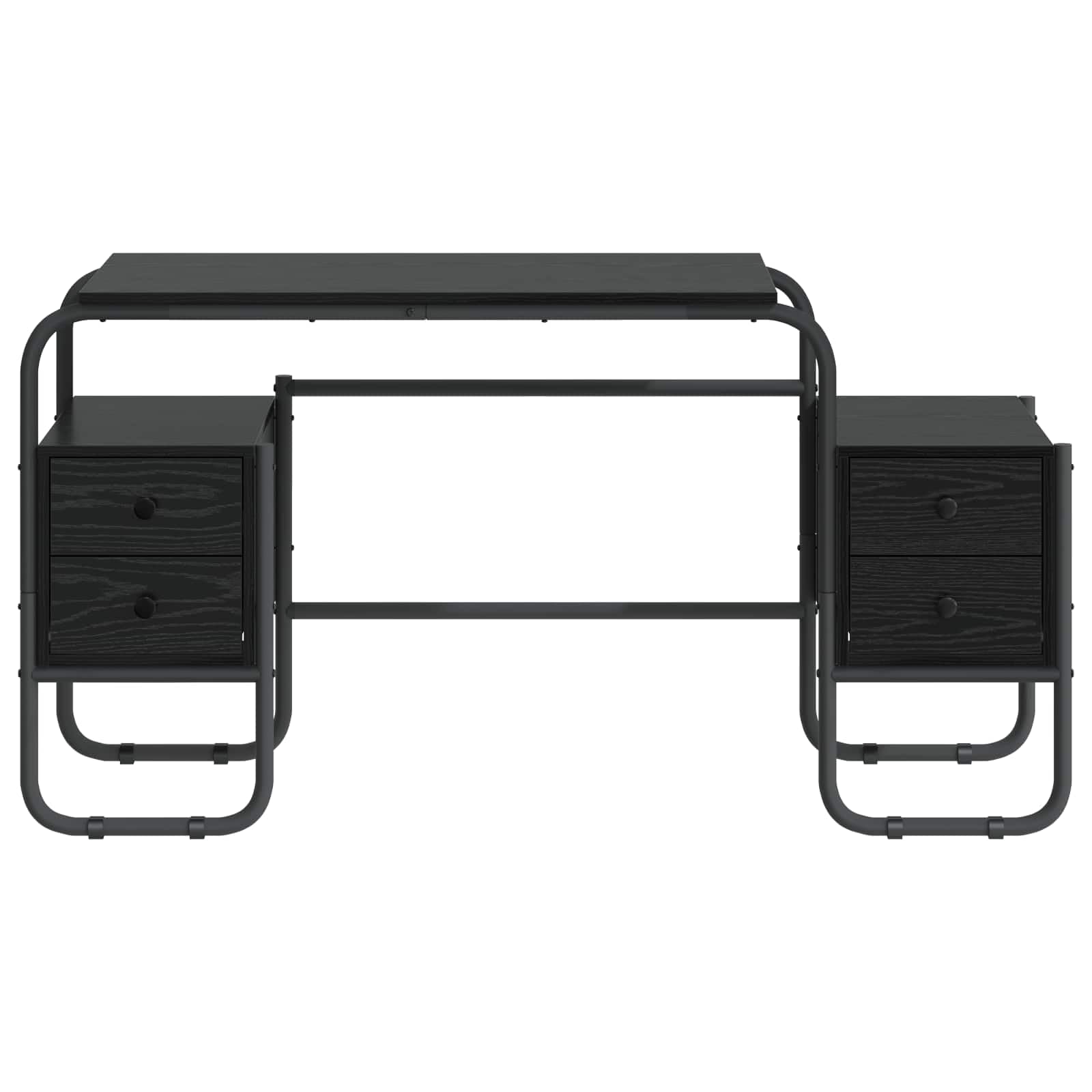 Scrivania con cassetti, colore nero, effetto rovere, 145 x