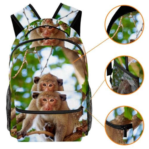 Sac à dos imprimé singe multicolore de taille 40cm pour adolescents et loisirs - 3