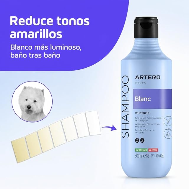Foto 2 de 8 de Artero - Champú para perros de pelo blanco o negro Artero Blanc 250 ml