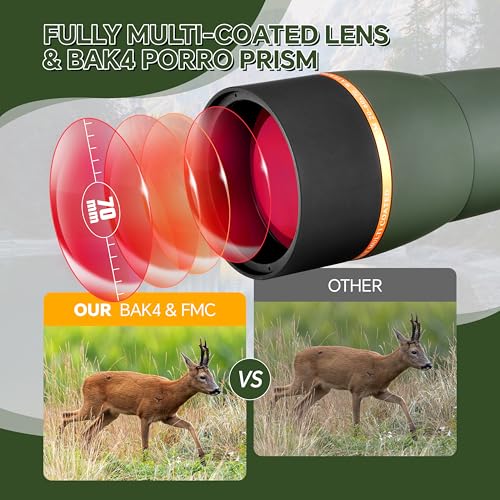 ESSLNB 20-60x70 Spotting Scopes with Tripod, BAK4 High Definition Waterproof Compact Spotter Scope with Carrying Bag and Phone Adapter for Bird Watching Wildlife Scenery Target Shooting Hunting - Thumbnail 2