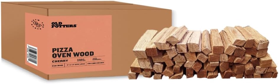 Old Potters Kiln Dried ~6 x 0.5-1.5 Inch Mini Pizza Oven Cooking Logs, Wood Logs for Grills and Smokers 12 lbs (790 Cubic Inches), Cherry